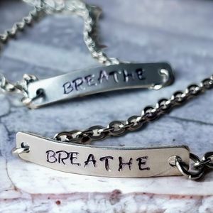 Handmade ID Bracelet BREATHE Stamped Jewelry, Just Because Gift for Friend